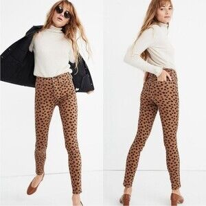 Madewell 10" High Rise Skinny Jeans in Leopard Dot, Size 23 NWOT